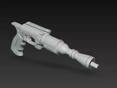 Futuristic Stealth Pistol - High Poly Concept Model Free 3D print model