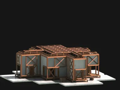 Medieval Low Poly Building Castle Wooden Village Stone House 41 Low-poly 3D model