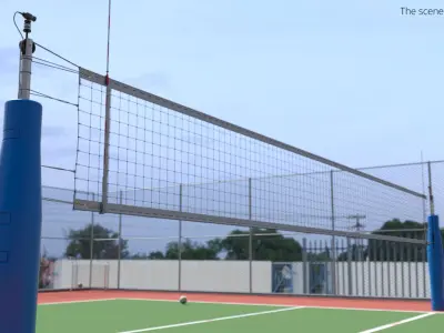  Regulation Volleyball Net with Dual Support Poles Blue 