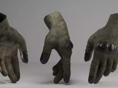 Tactical Military Gloves Realistic Low-poly 3D model