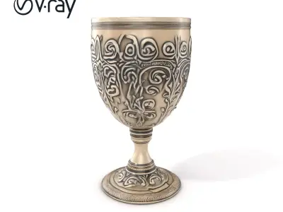 Intricate Medieval Goblet model pack Low-poly 3D model