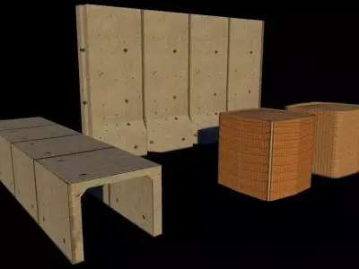 Hesco and T-Wall Barrier Free low-poly 3D model
