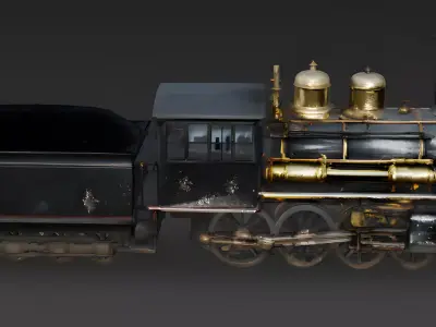Realistic Vintage Steam Locomotive 3D Model Low-poly 3D model
