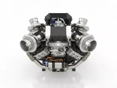 Twin-Turbocharged V-Engine Low-poly 3D model