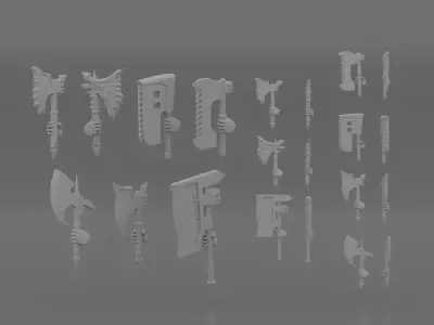 power axes chain axes and bubotic axes 3D print model
