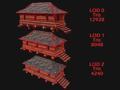 Castle Gate Chinese Japanese  Low-poly 3D model