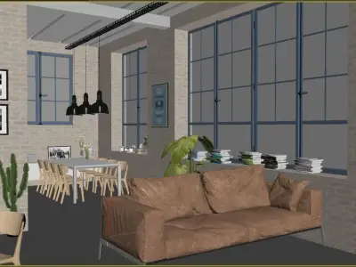 Industrial Living Interior  3D model
