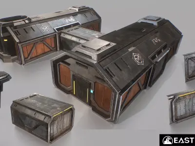 Modular Sci-Fi RTS Buildings Pack 01 Low-poly 3D model