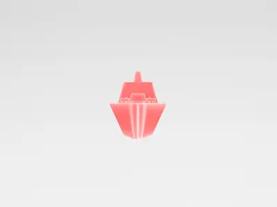 Cartoon Simple Warship v1 010 Low-poly 3D model