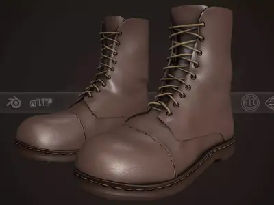 Brown Boots Style 1  Low-poly 3D model