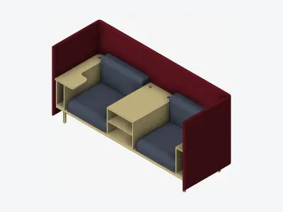 Sofa - Contemporary - Flame - Central Shelf Work Shelf - Left Low-poly 3D model