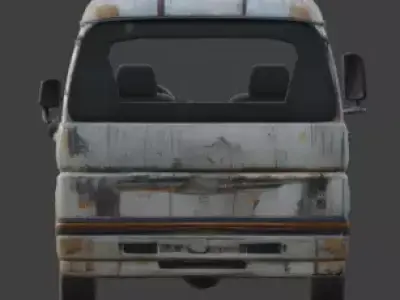 Wrecked Passenger Van Post Apocalyptic 3D Model Low-poly 3D model