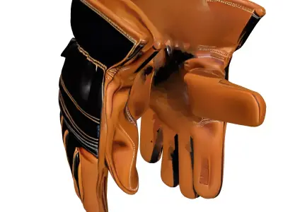 Realistic Leather Work Gloves PBR Low-poly 3D model