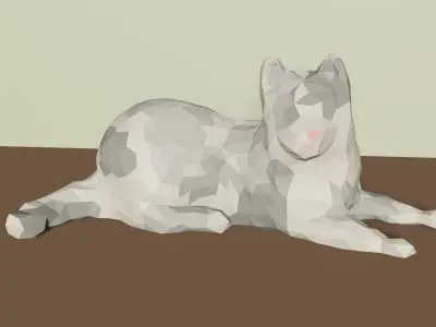 Low Poly Cat Model calico Low-poly 3D model