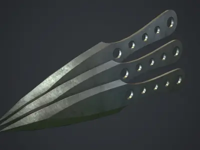 Steel Throwing Knife PBR Game Ready Low-poly 3D model