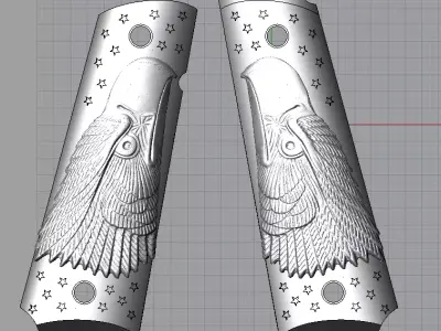 1911 grips - eagle head 3D print model