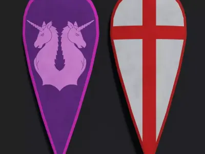 Kite Shield - Curved Low-poly 3D model