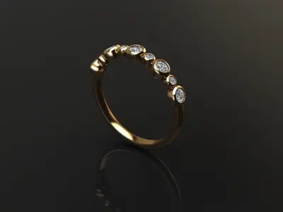 Basket Bezel Cluster Simple Diamond Band Ring 3D print model