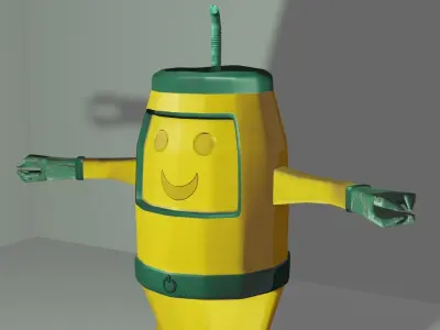 Robot juice with straw 3D model