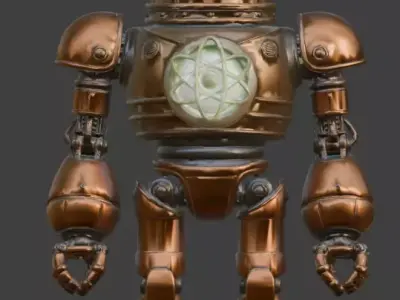 Vintage Copper Nuclear Automaton 3D Model Low-poly 3D model