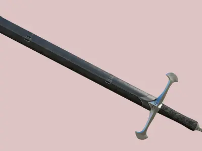 Sword 02 PBR Unity UE V-Ray Arnold Textures Included Low-poly 3D model