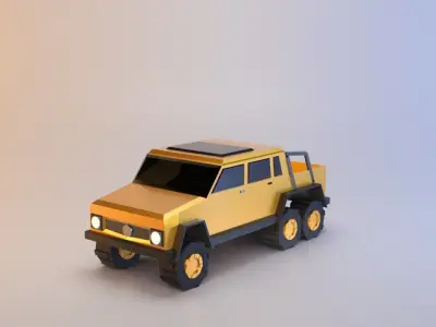 6x6 Pickup Truck Low-poly 3D model