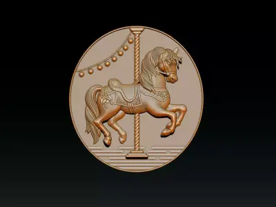 Whimsical Carousel Horse Relief 3D print model