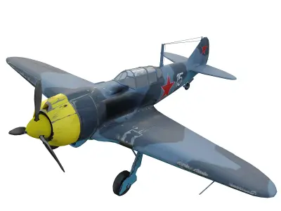 LA-5FN WWII Soviet Fighter Aircraft Low-poly 3D model