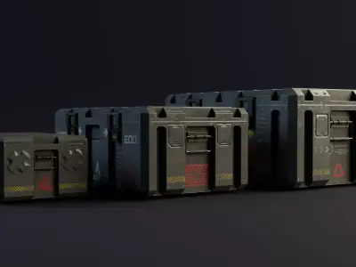 Military boxes GameReady Low-poly 3D model