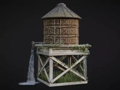 Water Pumping Windmill Low-poly 3D model