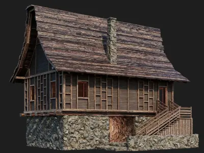 Old Medieval House Building 4K Textures GameReady 105 Low-poly 3D model