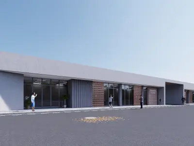 Commercial building Low-poly 3D model 7