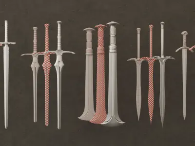 twenty-five Sword Base Mesh - First Vol  Low-poly 3D model