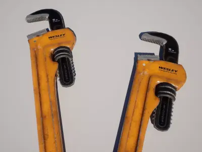  Pipe Monkey Wrench Low-poly 3D model