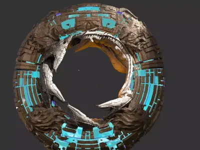 Sci fi Techno gate 3  3D model purchase