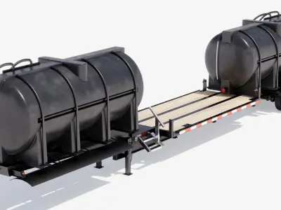 Water Tank Trailer Low-poly 3D model