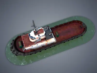 Tugboat Low-poly 3D model