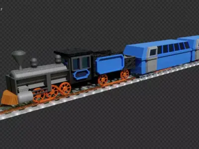 train game ready lego on tracks 3D model