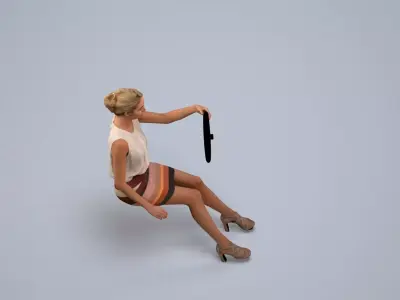 00067Maja002 - Adult Caucasian woman driving car in 3D model