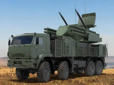Pantsir S1 SA-22 Greyhound Dirty Rigged 3D model