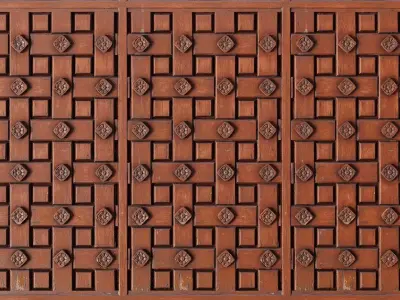 Carved Wooden Door Panel PBR  Texture