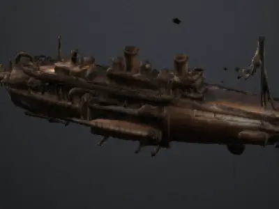 Steampunk Airship The Brass Leviathan 3D model