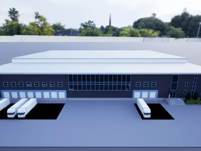 Logistics Distribution Center Warehouse Industrial Complex Low-poly 3D model