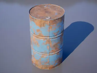Oil Drum Low-poly 3D model 5