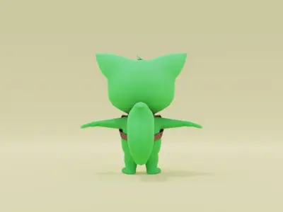 Green Cat Low-poly 3D model
