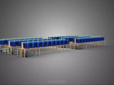 DUTCH BUCKET BARREL HYDROPONIC SYSTEM FARM PLANT CROP AEROPONIC 3D model