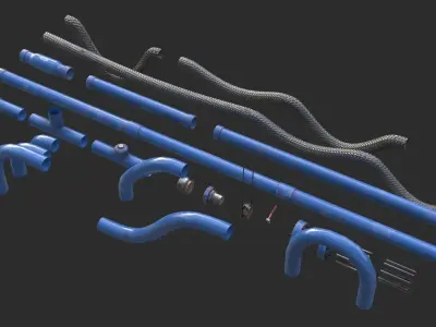 Modular Pipes - Water Treatment Low-poly 3D model
