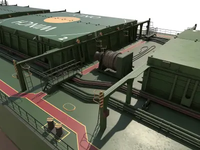 Bulk carrier Black with holds and reservoirs 3D model