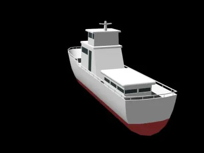 Low poly boat fishing Free low-poly 3D model