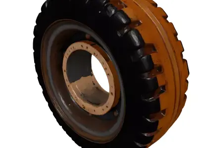 Industrial Rusty Heavy Duty Tire Wheel 3D model